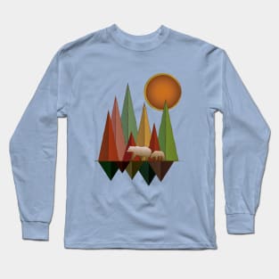 Bear and Cubs walking through a Mountainous Sunrise Long Sleeve T-Shirt